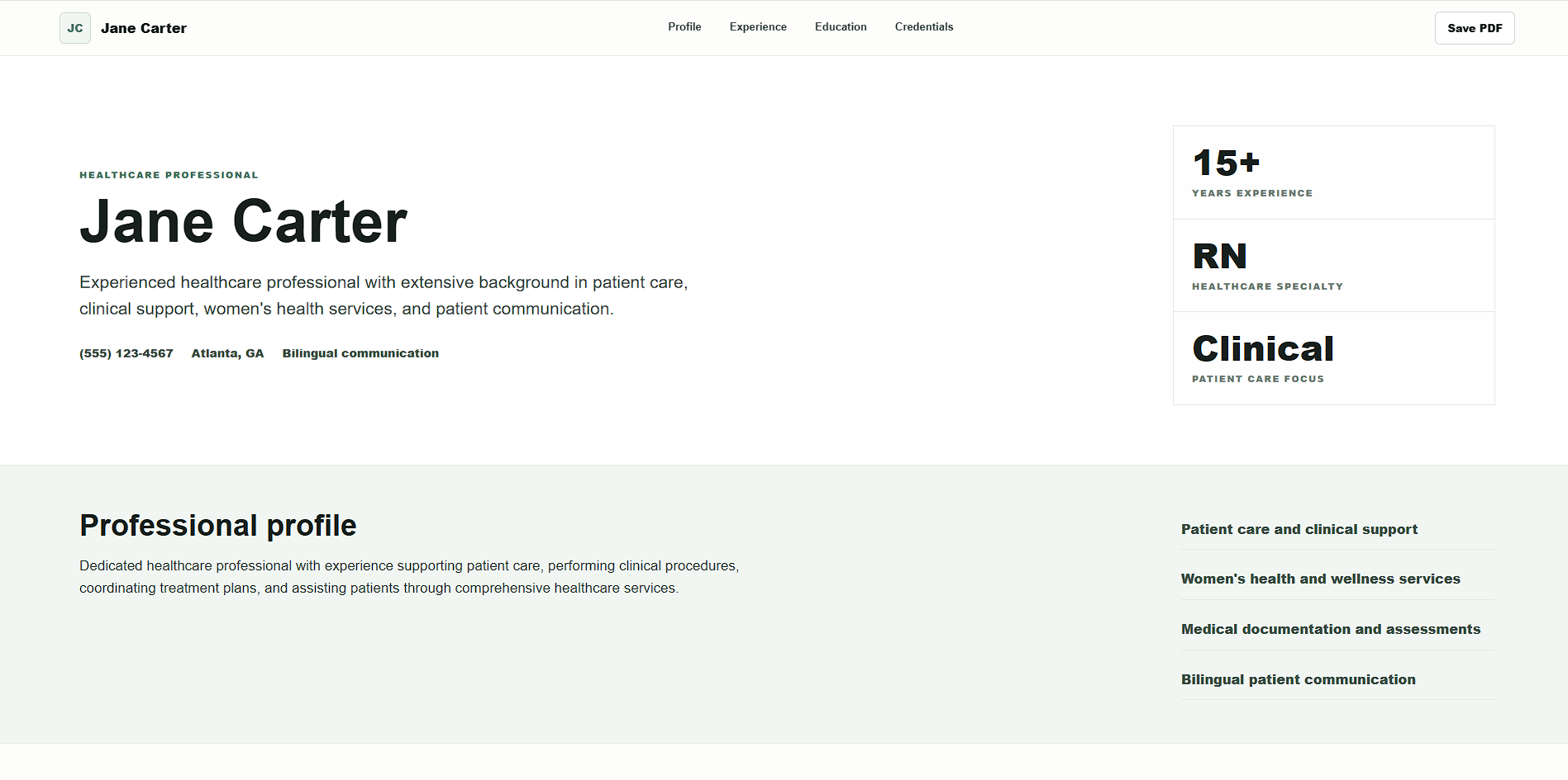 Minimal CV template preview